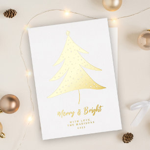 Carte De Vœux En Aluminium Arbre de Noël minimaliste Joyeux & Lumineux 