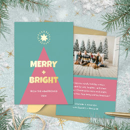 Carte De Vœux En Aluminium Arbre de Noël Moderne en Blocs de Couleurs Sarcell