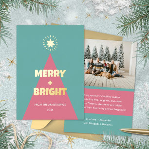 Carte De Vœux En Aluminium Arbre de Noël Moderne en Blocs de Couleurs Sarcell