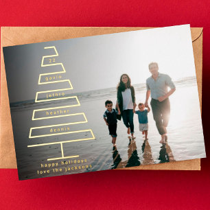Carte De Vœux En Aluminium Arbre de Noël Moderne Joyeux Noël Noms Personnalis