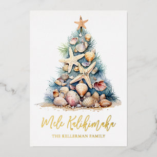 Carte De Vœux En Aluminium Arbre de Noël Plage Mele Kalikimaka