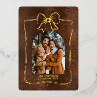 Carte De Vœux En Aluminium Arch Family Photo and Bow Christmas Brown