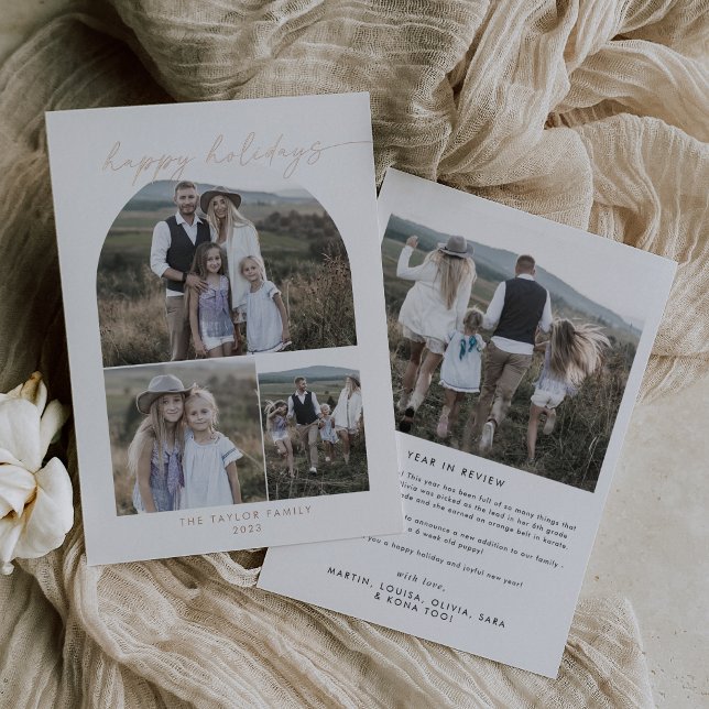 Carte De Vœux En Aluminium Arche moderne | Foil Photo Collage Famille (Créateur téléchargé)