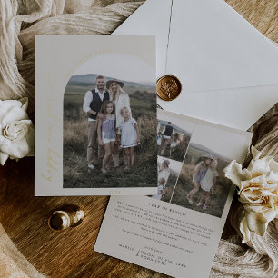 Carte De Vœux En Aluminium Arche moderne Photo du Nouvel An de Cream Foil