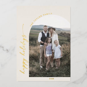 Carte De Vœux En Aluminium Arche moderne   Revue de l'année photo de la crème