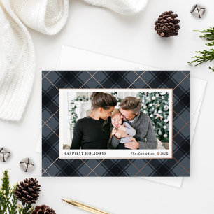 Carte De Vœux En Aluminium Ardoise Festive et tatan Rose or Plaid Photo