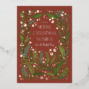 Carte De Vœux En Aluminium Argile rouge verdure couronne Joyeux Noël