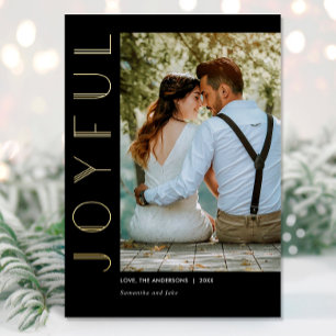 Carte De Vœux En Aluminium Art Déco Joyeux Black Gold simple moderne Noël