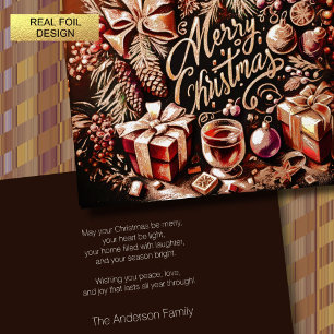 Carte De Vœux En Aluminium Artistique Chocolat Chaud Festif Cosy Noël