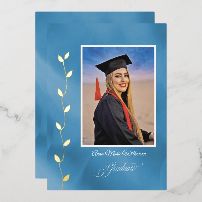 Carte De Vœux En Aluminium Artistry Blue High School Graduation announcement (Recto/Verso)