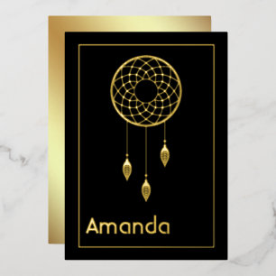 Carte De Vœux En Aluminium Attrape-rêves Amérindien Black & Gold Anniversaire