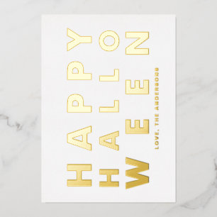 Carte De Vœux En Aluminium Audacieuse Typographie moderne Blanc Joyeux Hallow