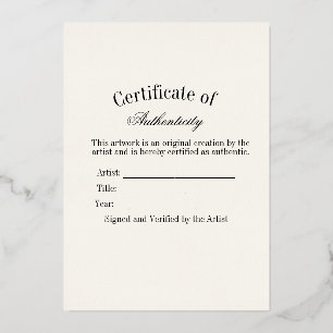 Carte De Vœux En Aluminium Autocollant de Certificat d'Authenticité Luxe Iv