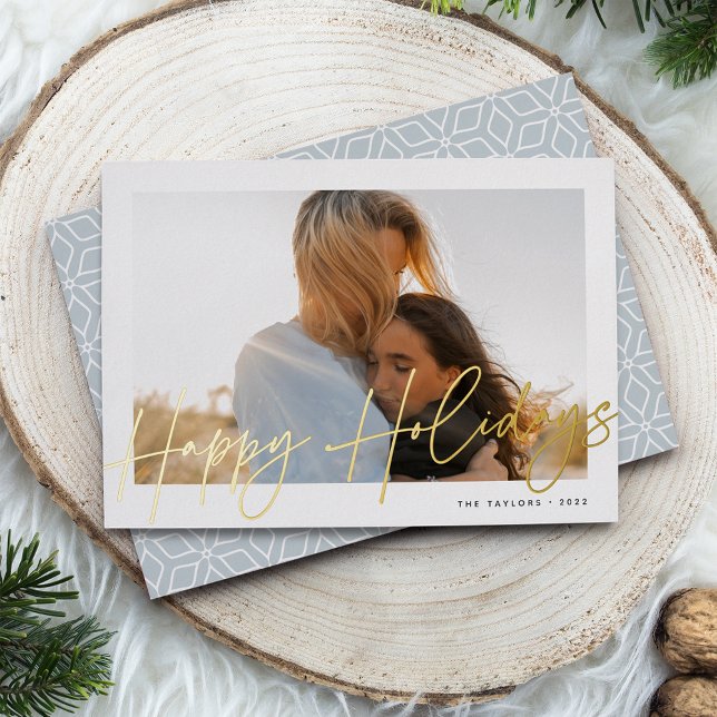 Carte De Vœux En Aluminium Autographe | Joyeuses fêtes photo horizontale (Créateur téléchargé)