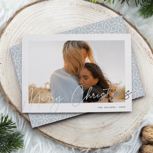 Carte De Vœux En Aluminium Autographe | Joyeux Noël photo horizontale (Créateur téléchargé)