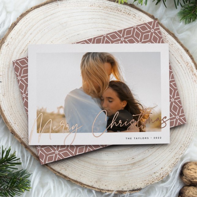 Carte De Vœux En Aluminium Autographe | Joyeux Noël photo horizontale (Créateur téléchargé)