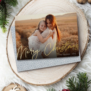 Carte De Vœux En Aluminium Autographe Joyeux Noël photo horizontale
