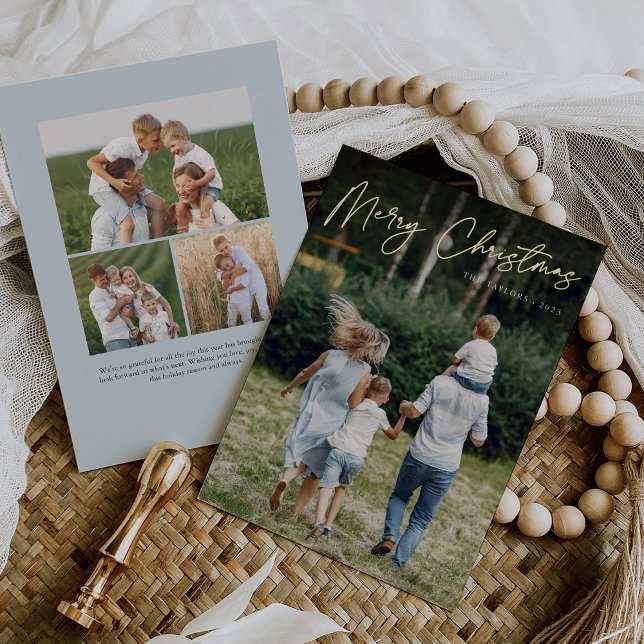 Carte De Vœux En Aluminium Autographe | Joyeux Noël photo verticale (Créateur téléchargé)