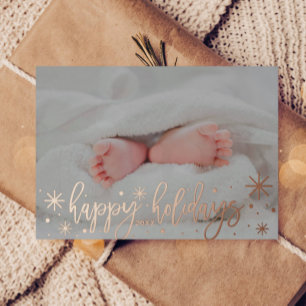 Carte De Vœux En Aluminium Baby Faire-part Foil Happy Holidays Card