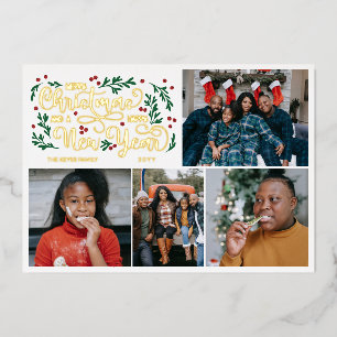 Carte De Vœux En Aluminium Baies 4 Photos Joyeux Noël Bonne Année