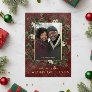 Carte De Vœux En Aluminium Baies d'hiver Russe Bourgogne Noël Salutations