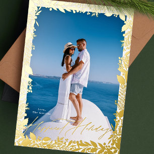 Carte De Vœux En Aluminium baies festives cadre traditionnel or HAPPIEST