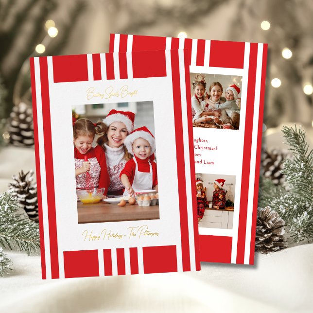 Carte De Vœux En Aluminium Baking Spiritueux Bright Christmas Family Photo (Créateur téléchargé)