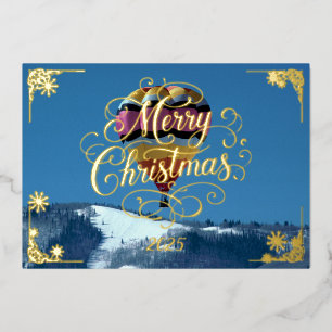 Carte De Vœux En Aluminium Ballotte à air chaud Joyeux Noël avec Poem Gold