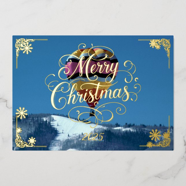 Carte De Vœux En Aluminium Ballotte à air chaud Joyeux Noël avec Poem Gold (Recto)