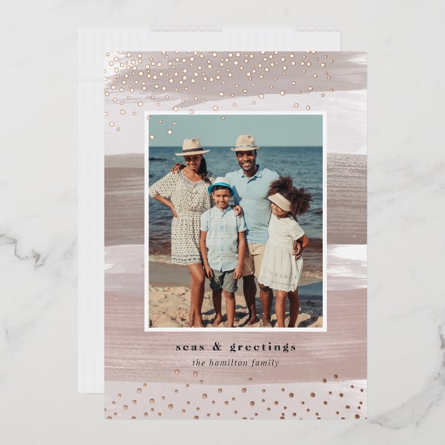 Carte De Vœux En Aluminium Bande côtière | Noël photo verticale (Enveloppe)