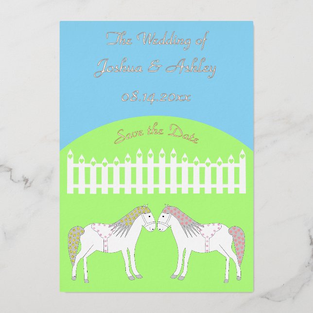 Carte De Vœux En Aluminium Beau Cheval Mariage Blanc Personnalisé (Recto)