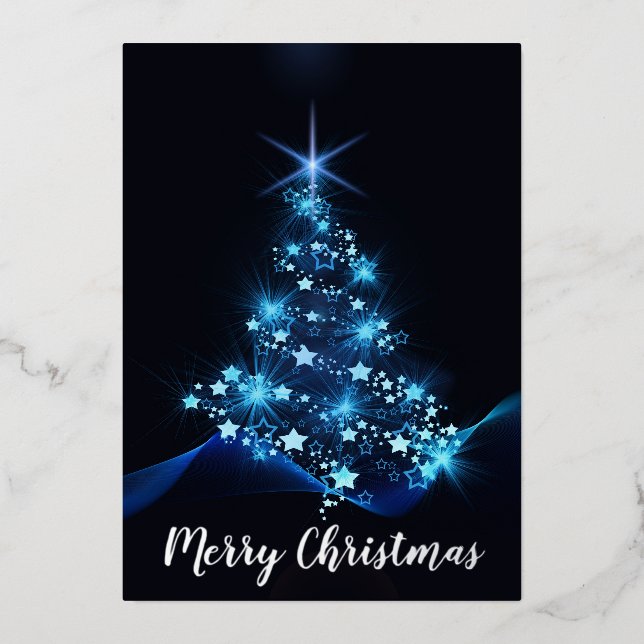 Carte De Vœux En Aluminium Beau sapin de Noël (Recto)