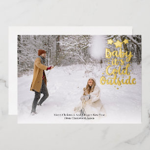Carte De Vœux En Aluminium Bébé il fait froid dehors photo de Noël