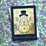 Carte De Vœux En Aluminium Belle Bonnes Fêtes de Snowman<br><div class="desc">Belle Bonnes Fêtes de Snowman</div>