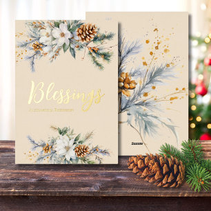 Carte De Vœux En Aluminium Bénédictions personnalisées de magnolia et de cône