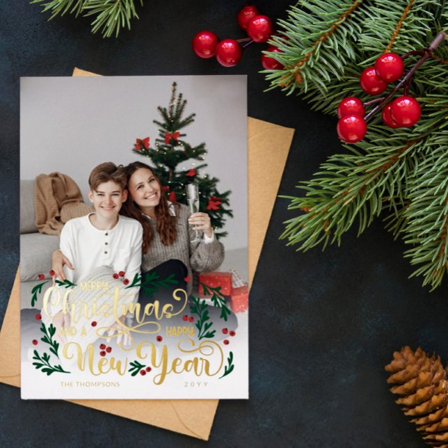 Carte De Vœux En Aluminium Berries Photo Joyeux Noël Bonne année (Créateur téléchargé)