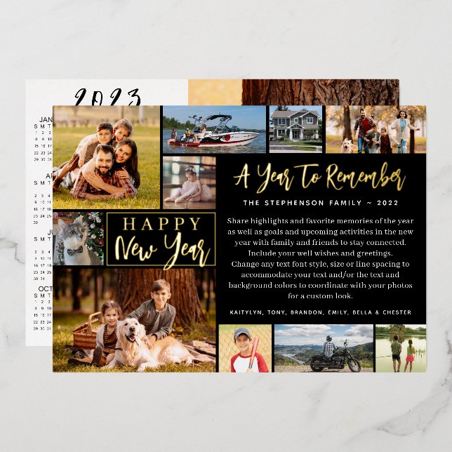 Carte De Vœux En Aluminium Bilan de l'année 2022 11 Photo Calendrier 2023 (Recto/Verso)
