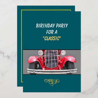 Carte De Vœux En Aluminium Birthday Party invite for a Classic (older person)