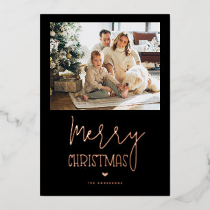 Carte De Vœux En Aluminium Black Rose Gold Joyeux Noël Année d'examen Photo