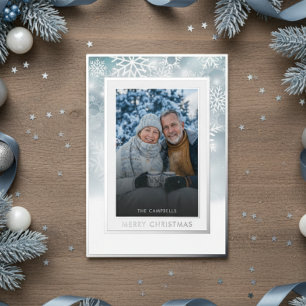 Carte De Vœux En Aluminium Bleu blanc classique Flocon de neige Joyeux Noël P