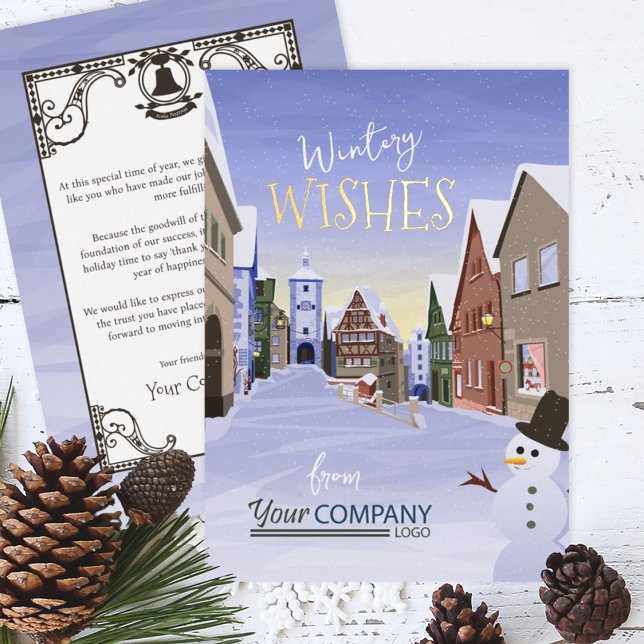 Carte De Vœux En Aluminium Bleu, Blanc, Or Allemagne Bavaria Company (Nostalgic Light Blue Winter Company Holiday Greeting Cards Rothenburg, German)