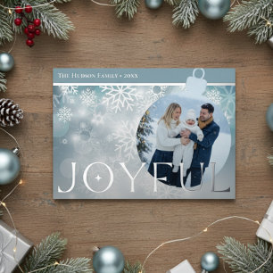 Carte De Vœux En Aluminium Bleu classique Fléau de neige Bleu Joyful Bulb Pho