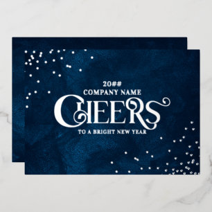 Carte De Vœux En Aluminium Bleu de minuit Élégant Noël Nouvel An Félicitation