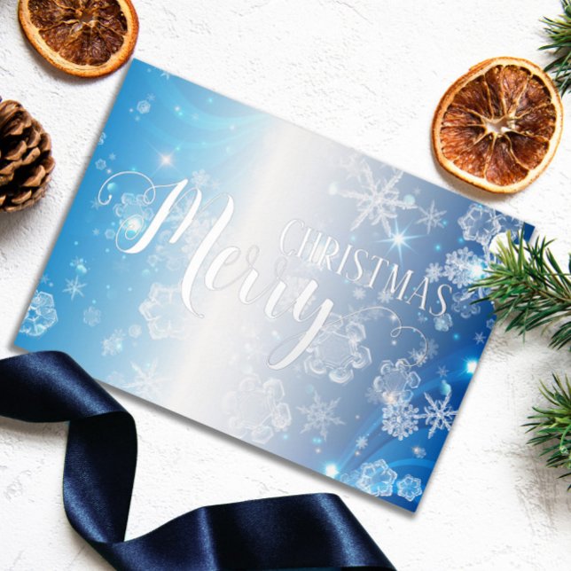 Carte De Vœux En Aluminium Blue Frozen Winter Wonderland Joyeux Noël (Créateur téléchargé)