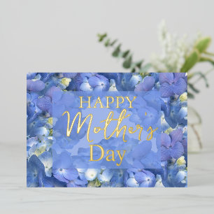 Carte De Vœux En Aluminium Blue Hydrangeas Blooms fête des mères
