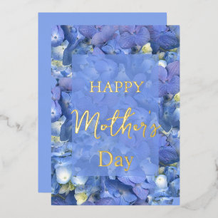 Carte De Vœux En Aluminium Blue Hydrangeas Blooms fête des mères