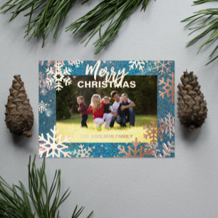 Carte De Vœux En Aluminium Blue Winter Wonderland Joyeux Noël Photo