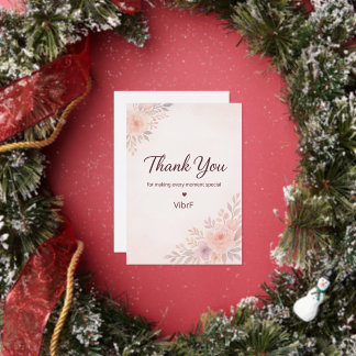 Carte De Vœux En Aluminium Blush Pink Floral Thank You Card | Modern Elegant 