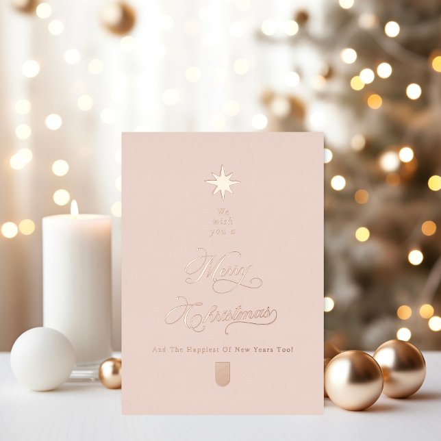 Carte De Vœux En Aluminium Blush Rose Gold Christmas Card (Créateur téléchargé)