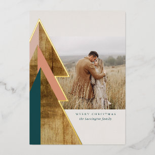 Carte De Vœux En Aluminium Bois rustique minimaliste Arbre de Noël Photo